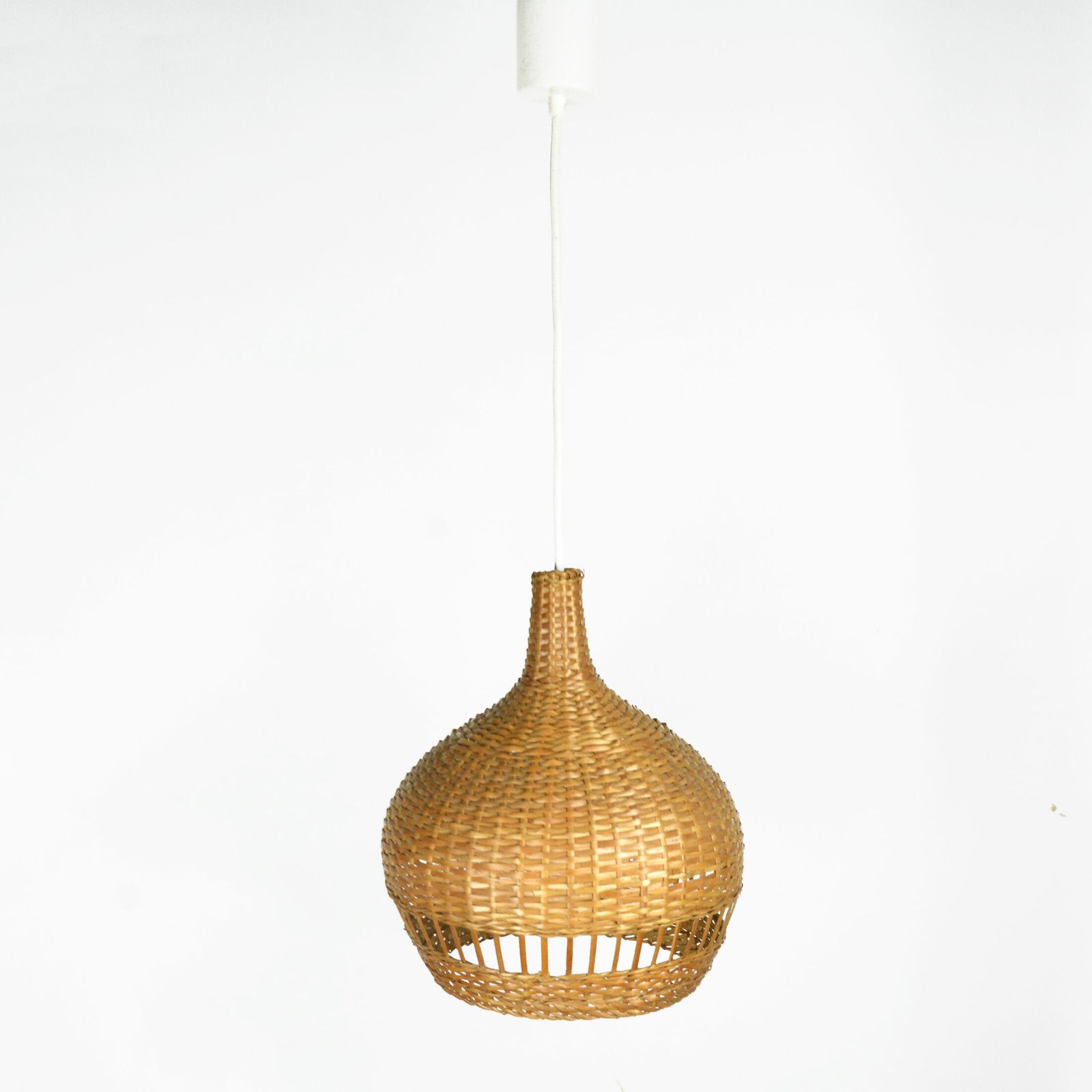 1960s Scandinavian Ceiling Lamp With Wicker Shade, Denmark photo buy