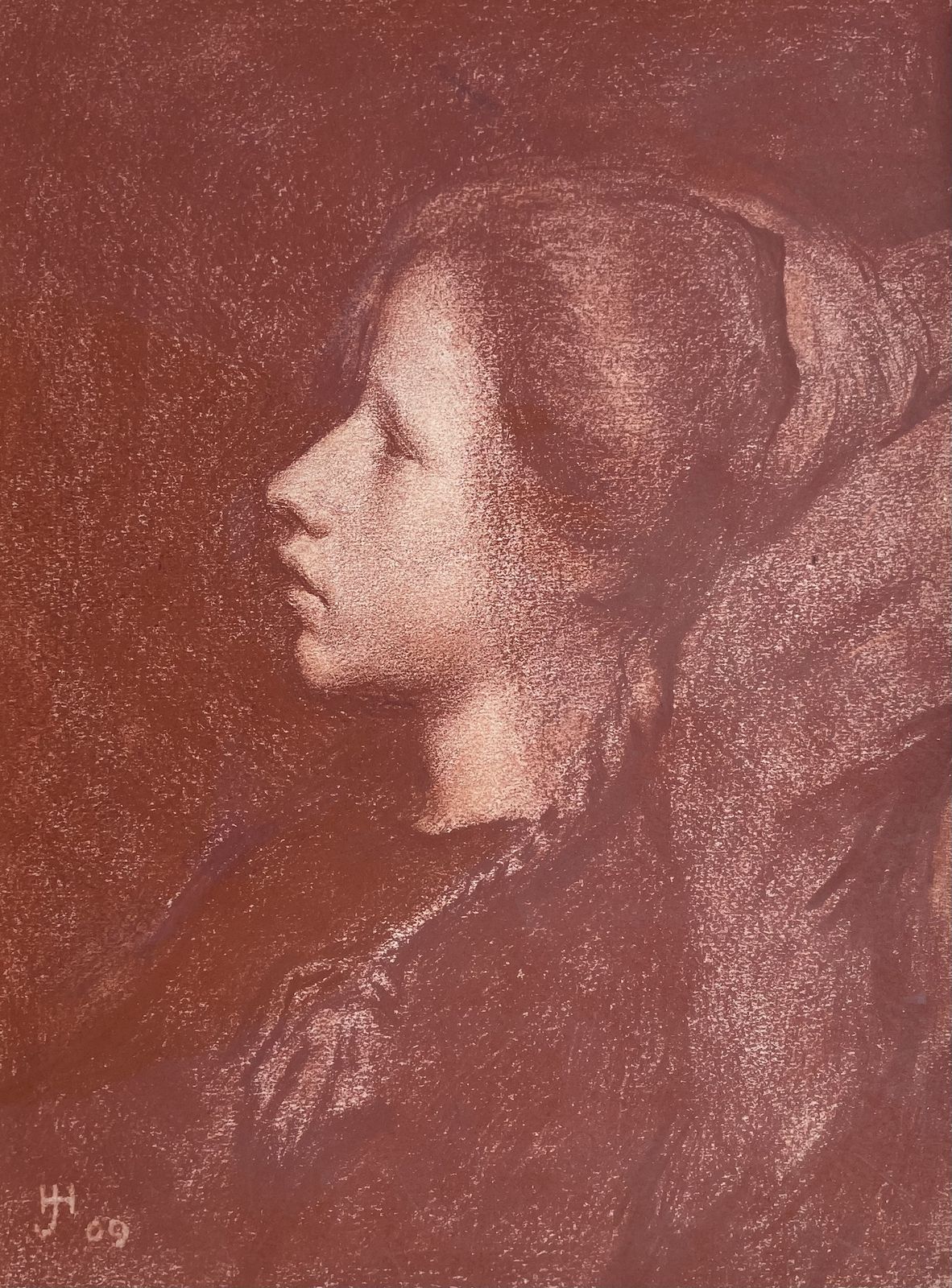 Herbert Johnson Harvey   Early 20th Century British Chalk Portrait Of A Girl