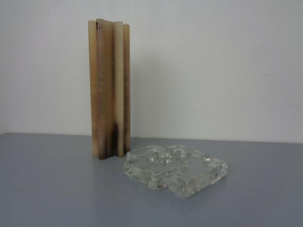 Scandinavien Glass Candleholder, 1960s photo vintage