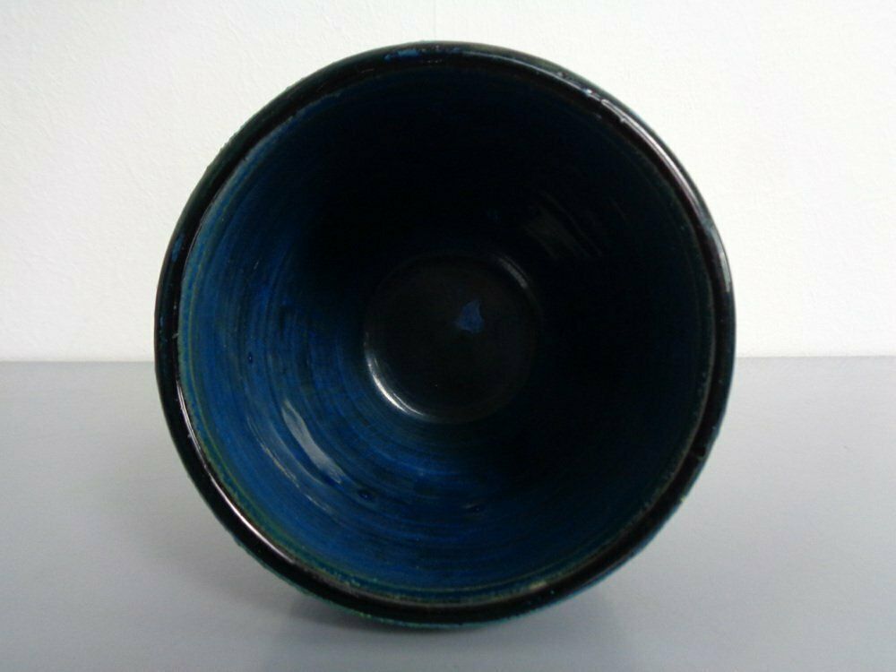 Italian Rimini Blue Ceramic Cachepot By Aldo Londi For Bitossi, 1960s photo buy