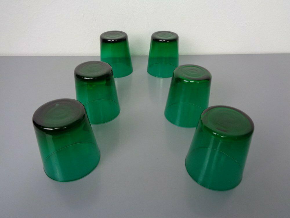 Italian Green Glass Decanter & Tumbler, 1960s, Set Of 7 photo vinterior