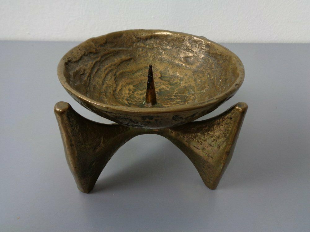 Brutalist Bronze Candleholder By Michael Harjes, 1960s