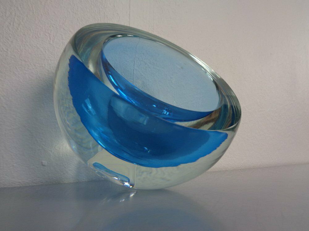 Home Decor Large Sommerso Murano Glass Bowl By Flavio Poli, 1960s photo
