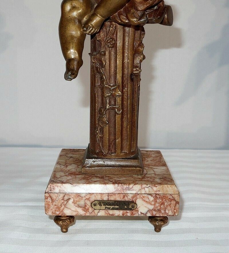 Home Decor Pair Of Statuettes "The Carefree And The Dreamer" By A. Moreau, Late 19th Century photo