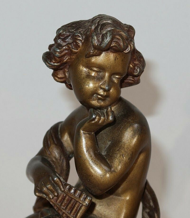 photo vintage Pair Of Statuettes "The Carefree And The Dreamer" By A. Moreau, Late 19th Century