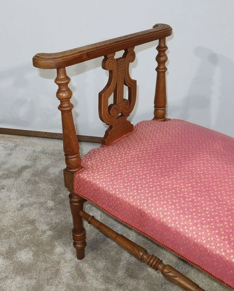Small Bench With Armrests In Solid Walnut, 19th Century photo 2039.4