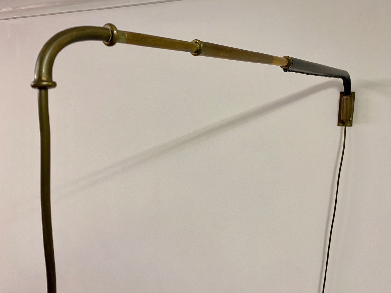 1795.0 Italian Brass And Leather Telescopic Wall Light photo