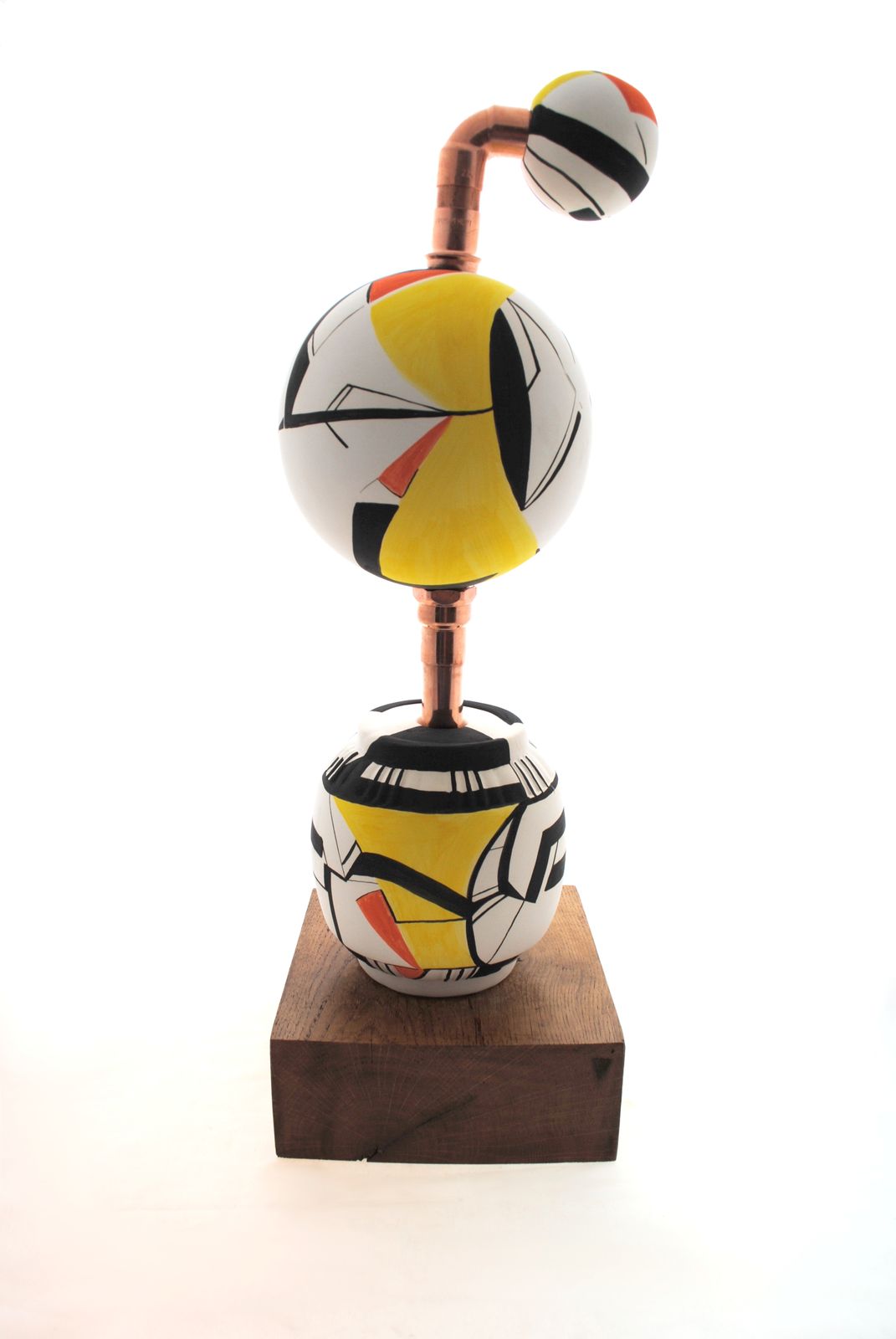 Large Abstract Studio Pottery Ceramic And Copper Sculpture By Aphra O'connor