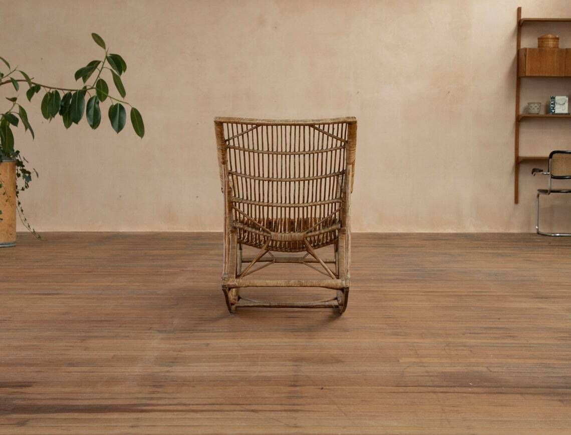 Antique 1920s Bamboo Lounger, Steamer Chair photo buy