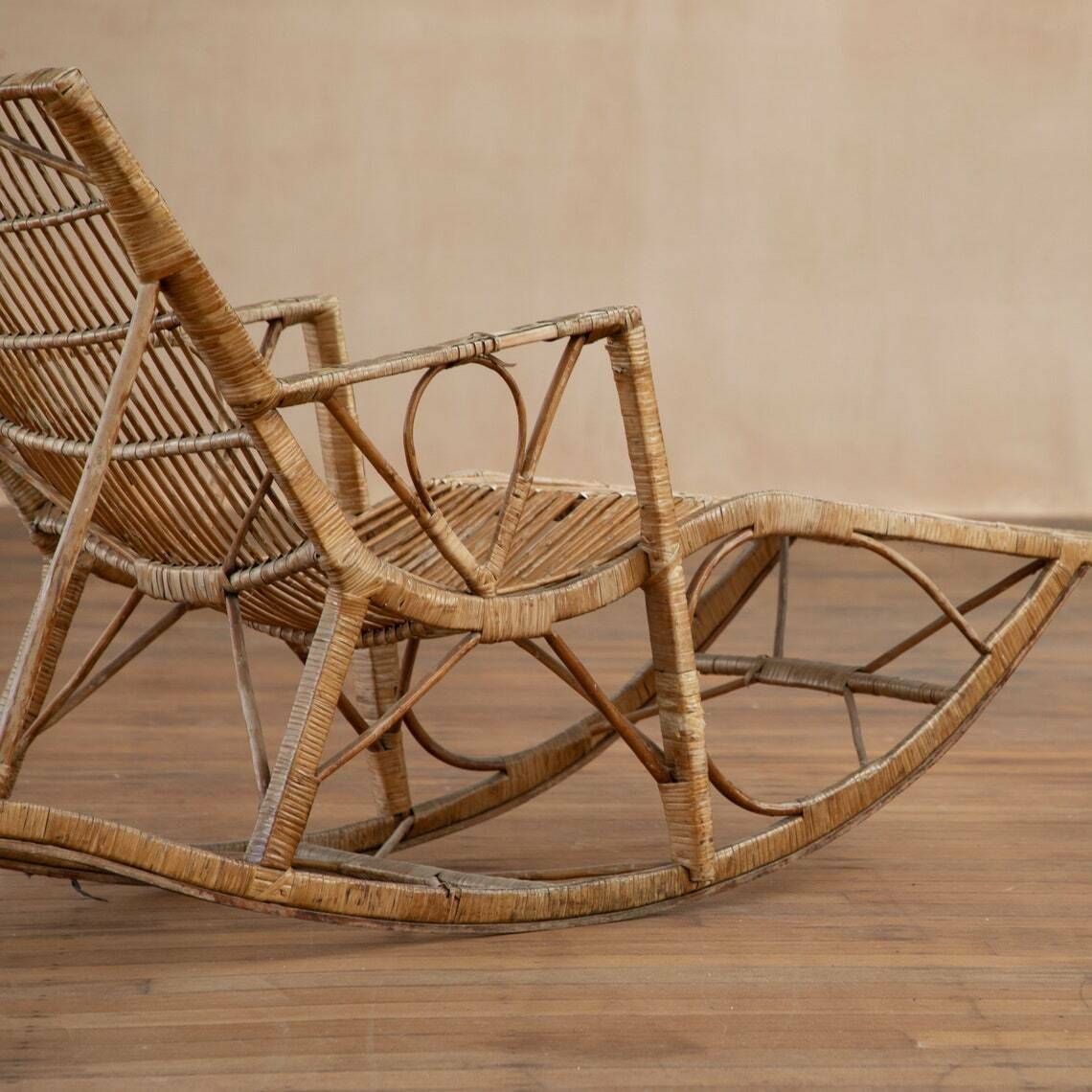 photo for sale Antique 1920s Bamboo Lounger, Steamer Chair