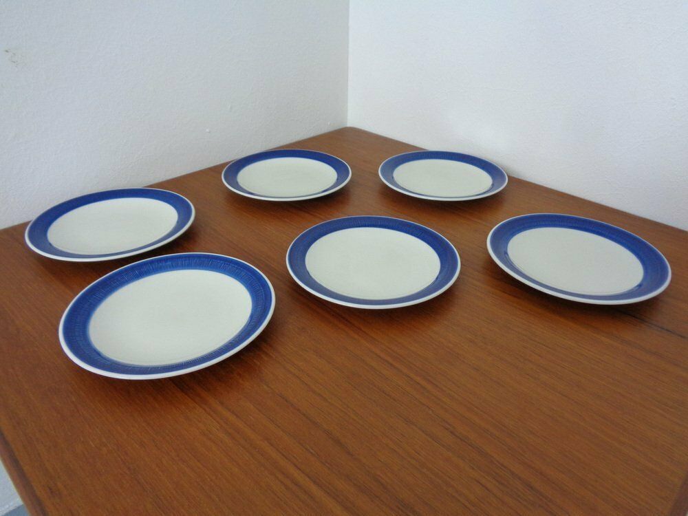 Swedish Stoneware Koka Plates By Hertha Bengtson For Rörstrand, 1960s, Set Of 6 photo for sale