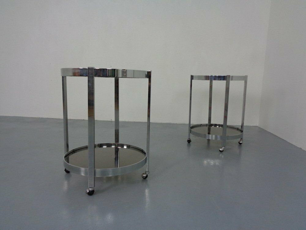 Mid Century Glass & Metal Serving Bar Carts, 1960s, Set Of 2 photo vinterior