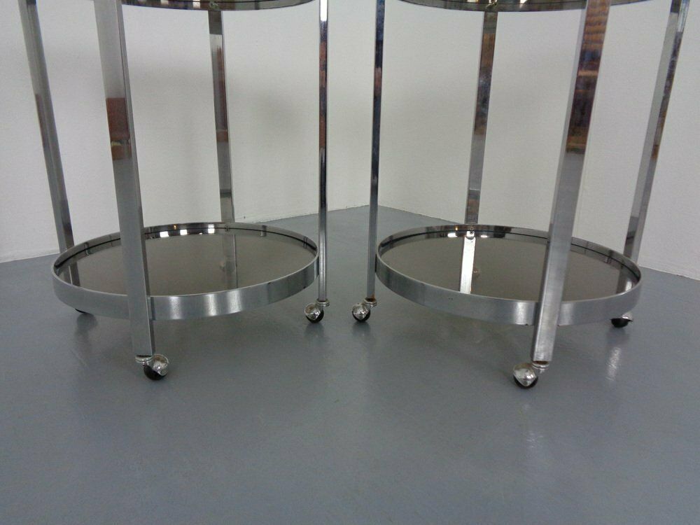 Home Decor Mid Century Glass & Metal Serving Bar Carts, 1960s, Set Of 2 photo