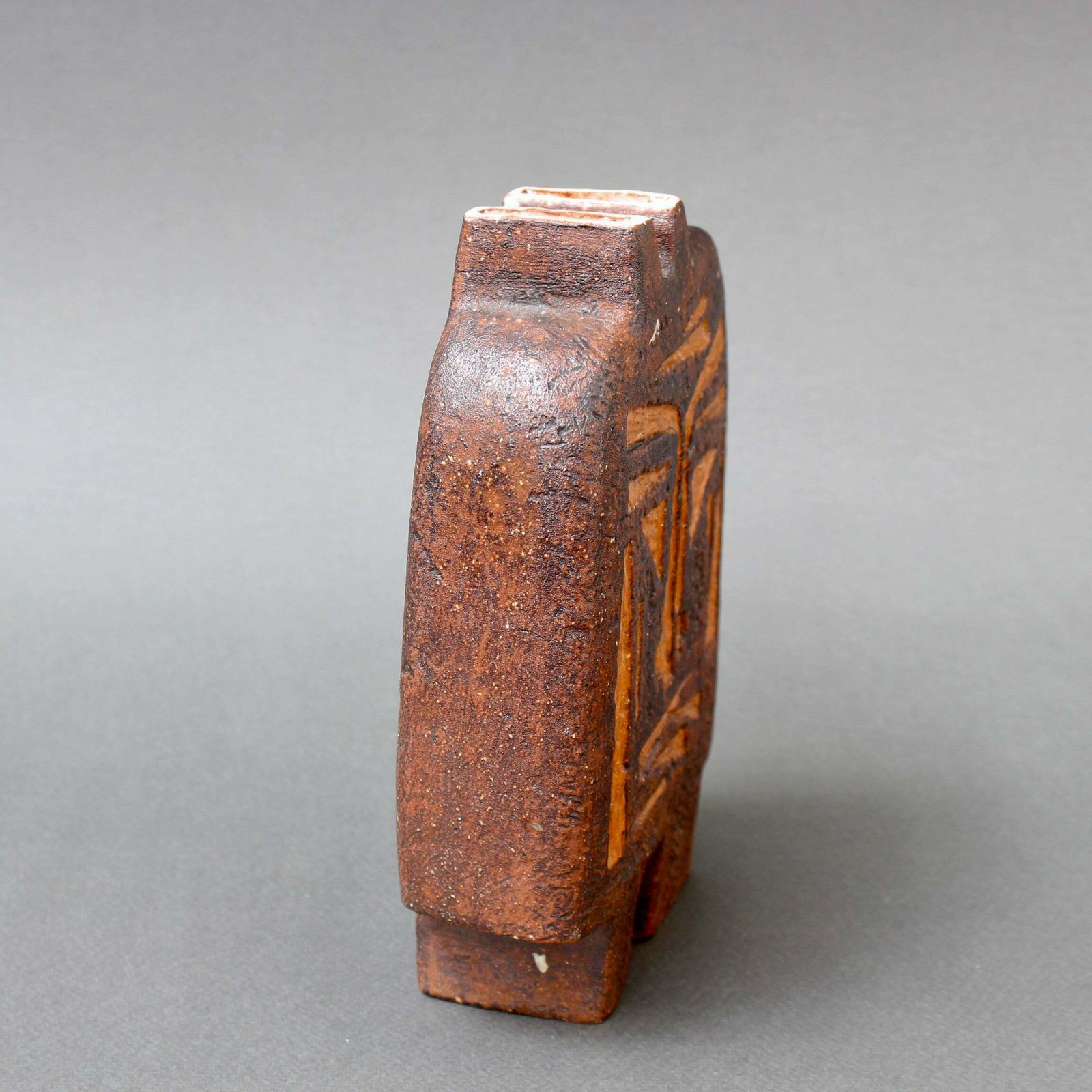 French Ceramic Vase With African Mask Motif Attributed To Jacqueline Lerat (Circa 1960s) photo 1050.0