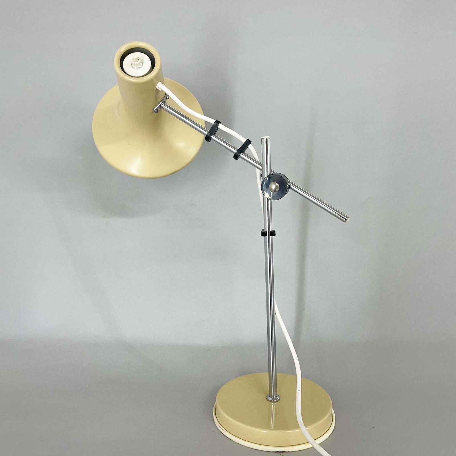 1970's Adjustable Metal Table Lamp In Creamy Colour, Hungary photo for sale