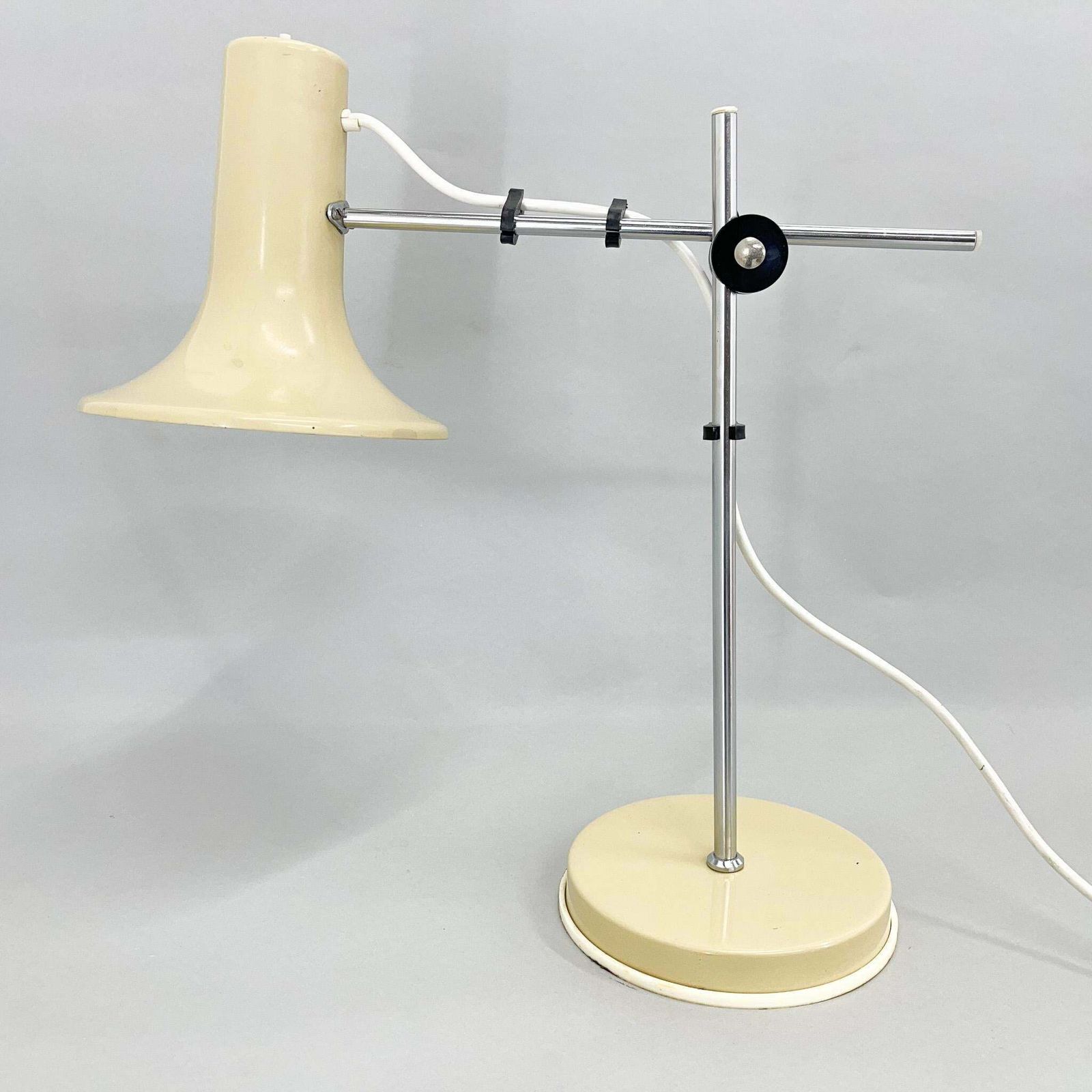 1970's Adjustable Metal Table Lamp In Creamy Colour, Hungary photo 299.0