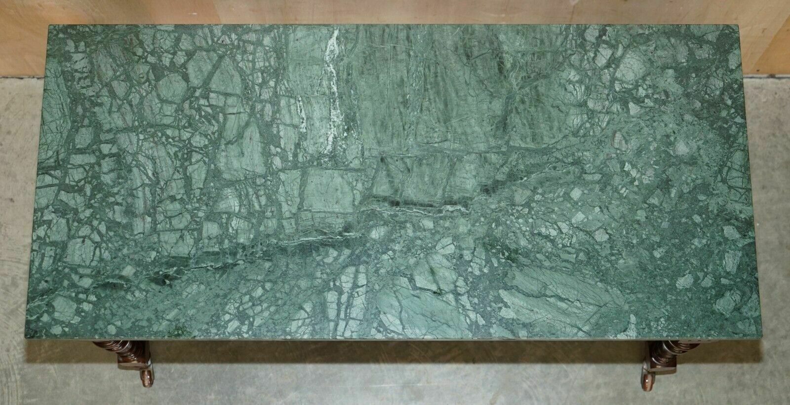 photo vinterior Fine Victorian Jas Shoolbred Green Marble Topped Watchmakers Desk Writing Table