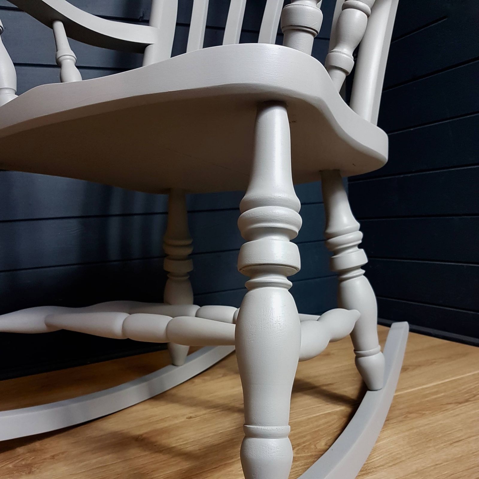 Two Tone Grey Painted Wooden Rocking Chair photo Furniture