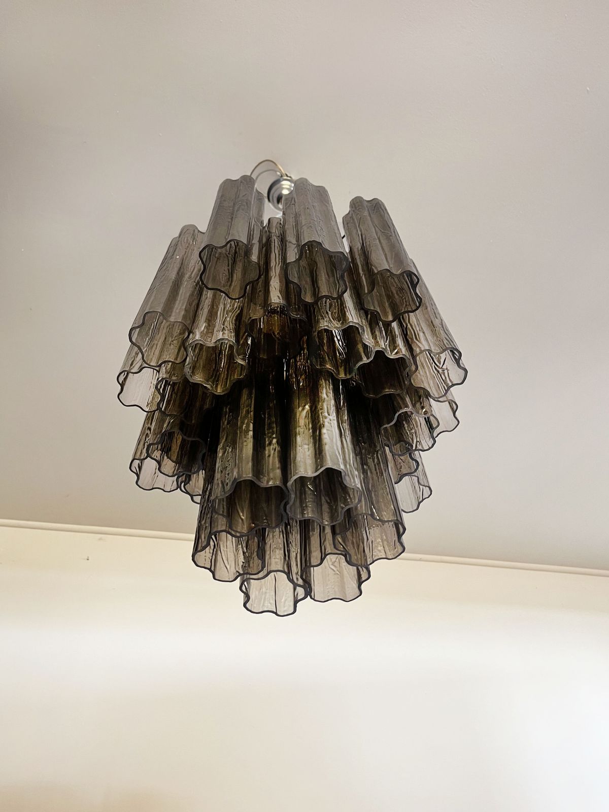 photo for sale Fantastic Murano Smoked Glass Tube Chandelier
