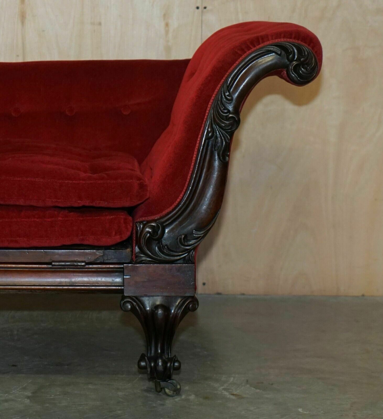 Rare Antique William IV Circa 1830 Mahogany Chesterfield Extending Chaise Lounge photo vintage