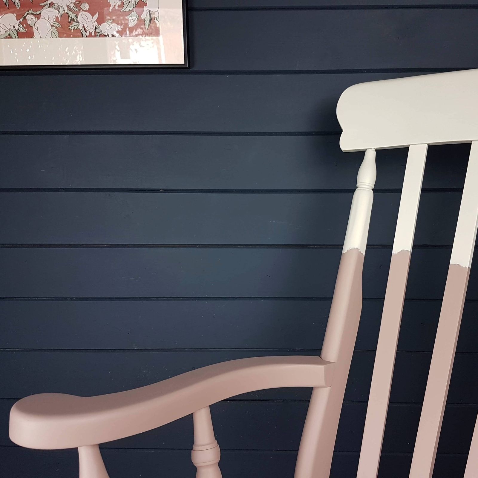 Two Tone Pink Painted Wooden Rocking Chair photo Furniture