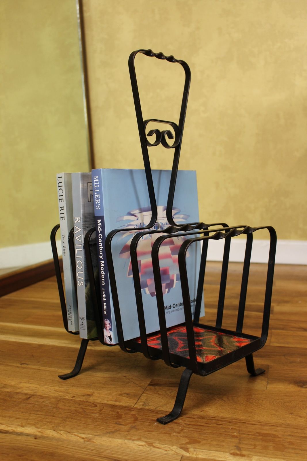 Cute 1970’s Tile And Wrought Iron Magazine Rack