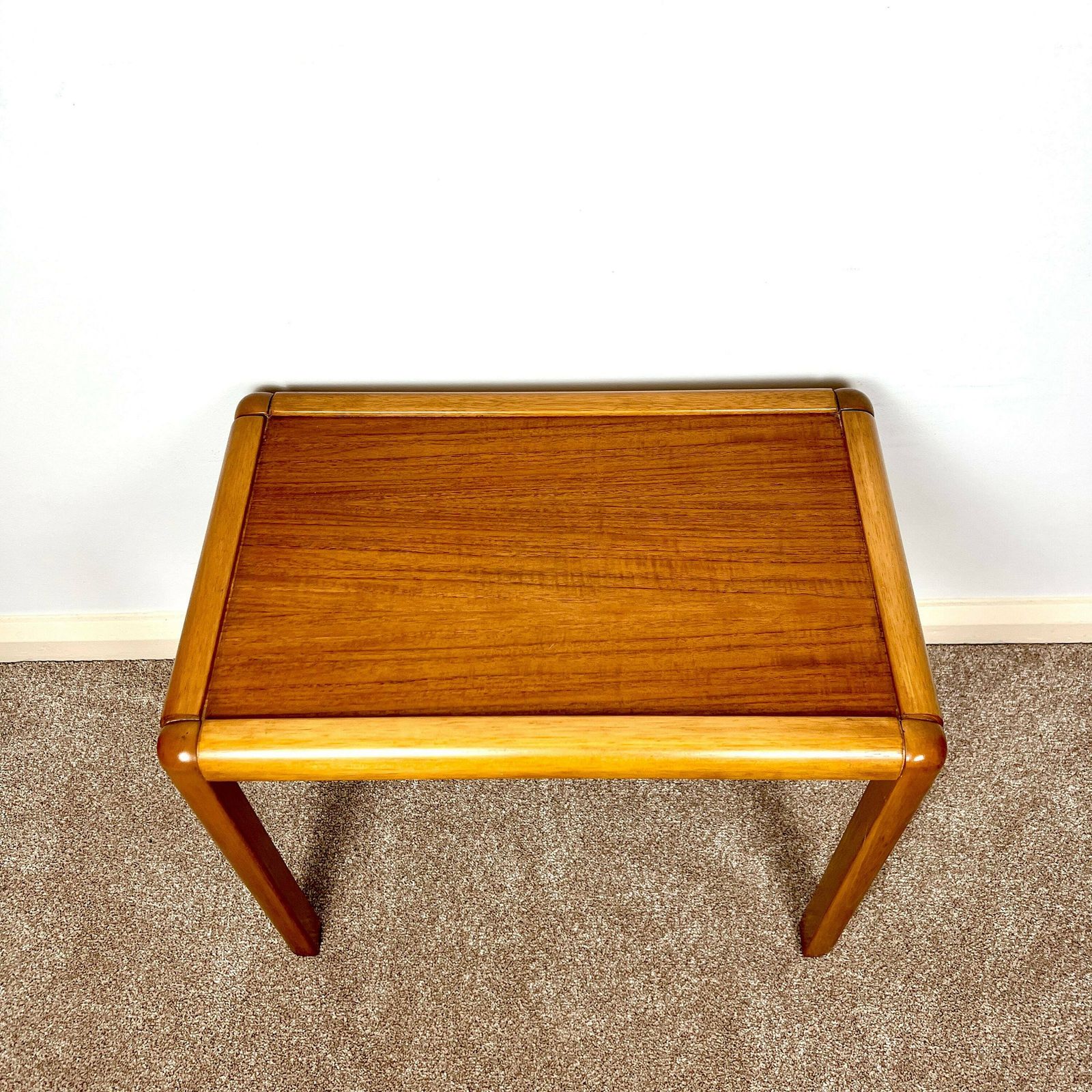 Danish Teak Nest Of Tables, Mid Century Modern Retro Stacking Coffee Tables photo vintage