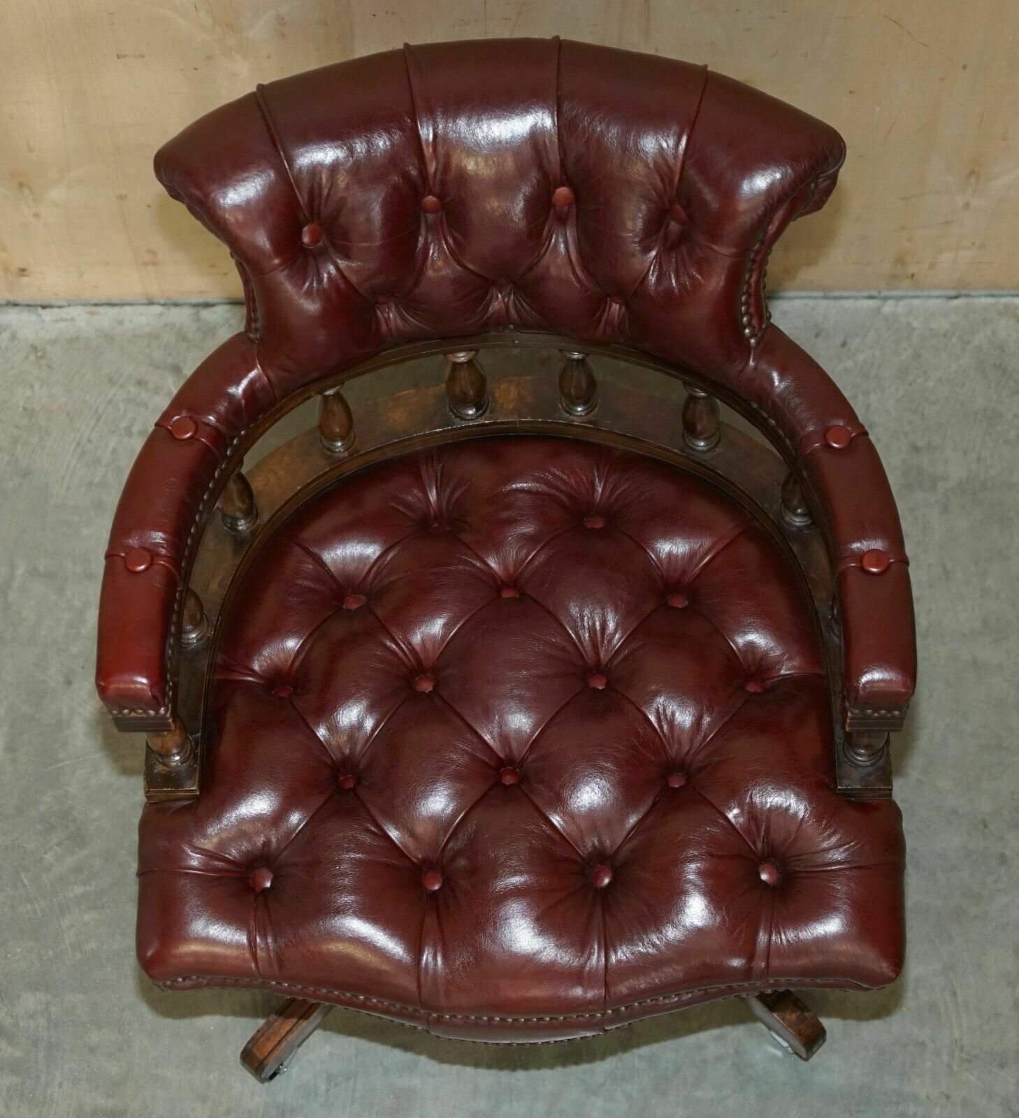 Furniture Fine Circa 1900 Antique Chesterfield Oxblood Captains Chairs Hillcrest Movement photo