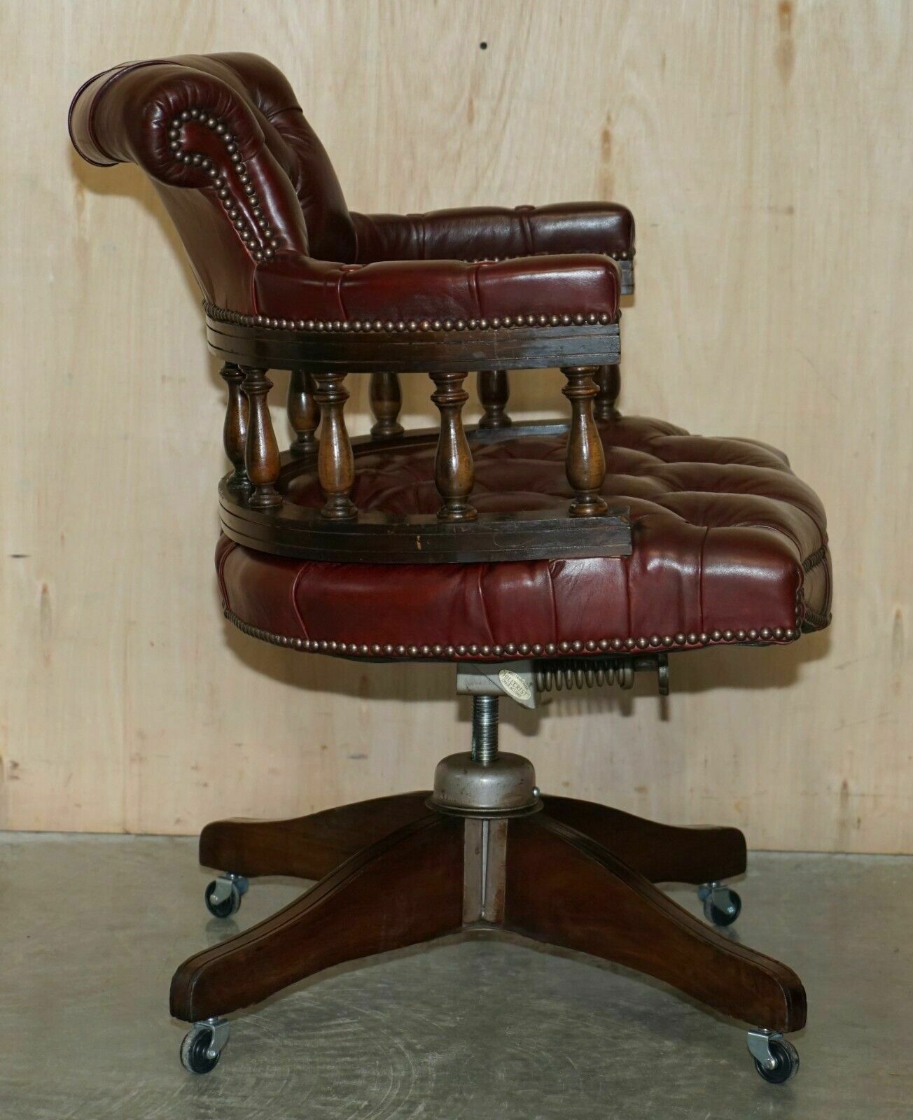 2350.0 Fine Circa 1900 Antique Chesterfield Oxblood Captains Chairs Hillcrest Movement photo