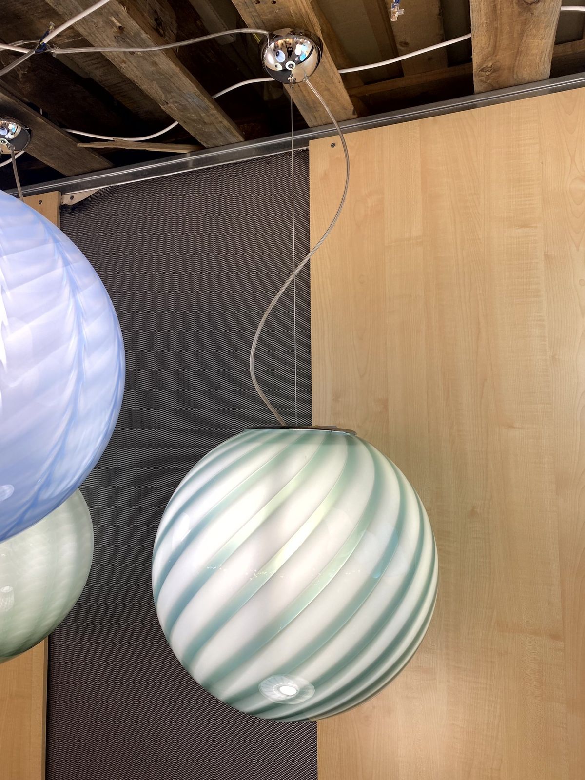 Impressive Contemporary Milky Green Sphere In Murano Glass Swirl By Simoeng photo furniture