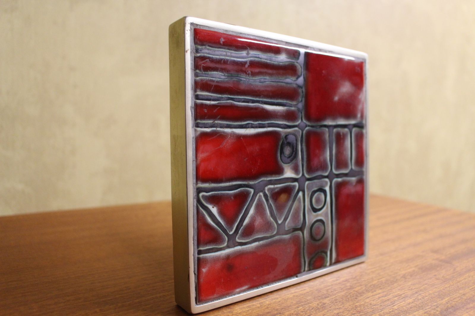 Smart Belgian Tiled Large Door Handles C 1970 Possibly By Belarti photo for sale