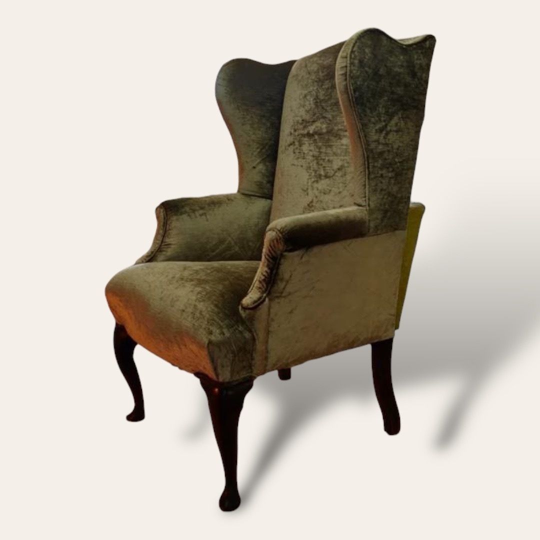 Late Georgian Wingback Armchair With Queen Anne Mahogany Legs photo furniture