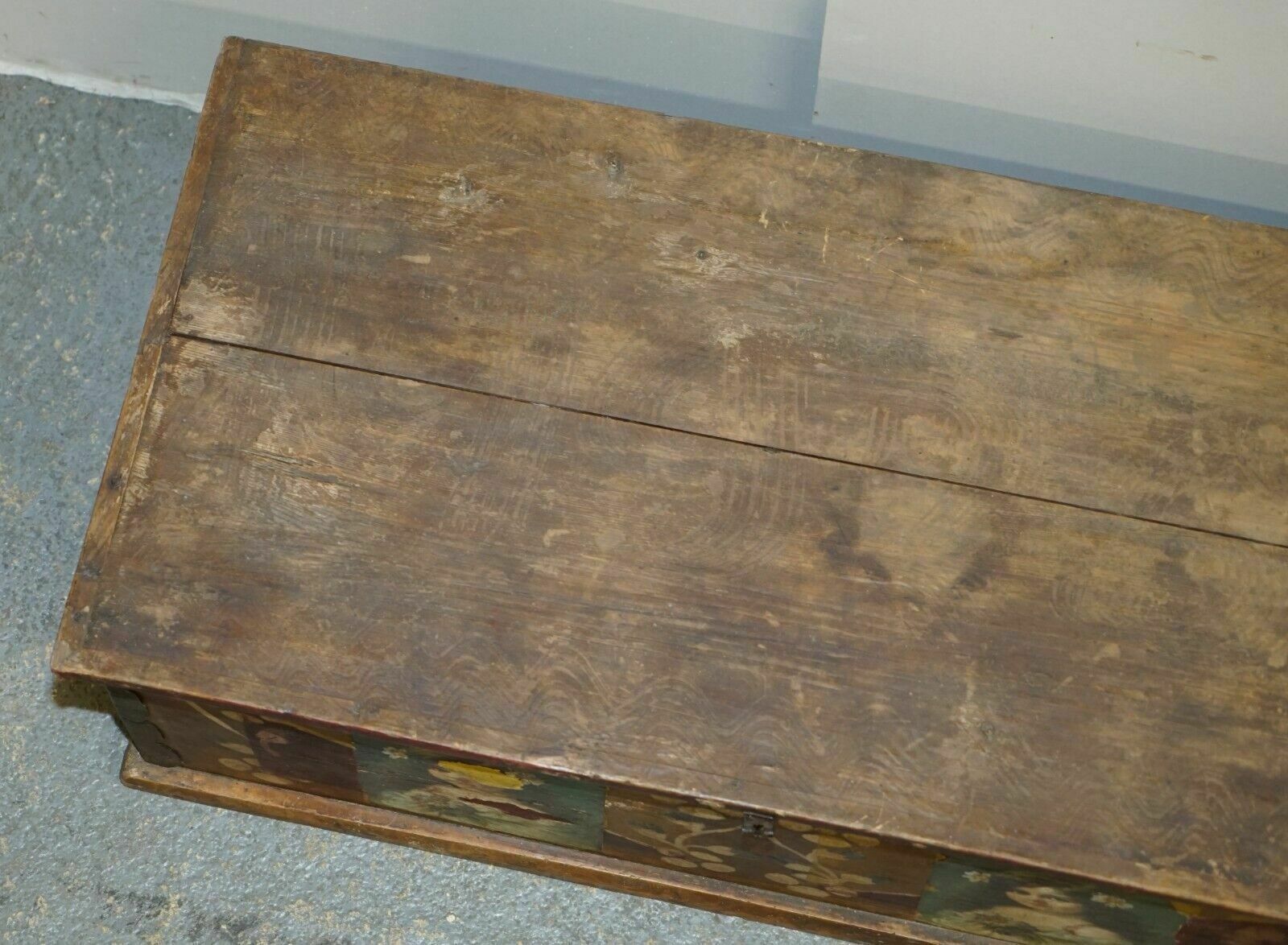 Circa 1900 Original Paint Romanian Blanket Chest Coffer Trunk Children Pictures photo buy