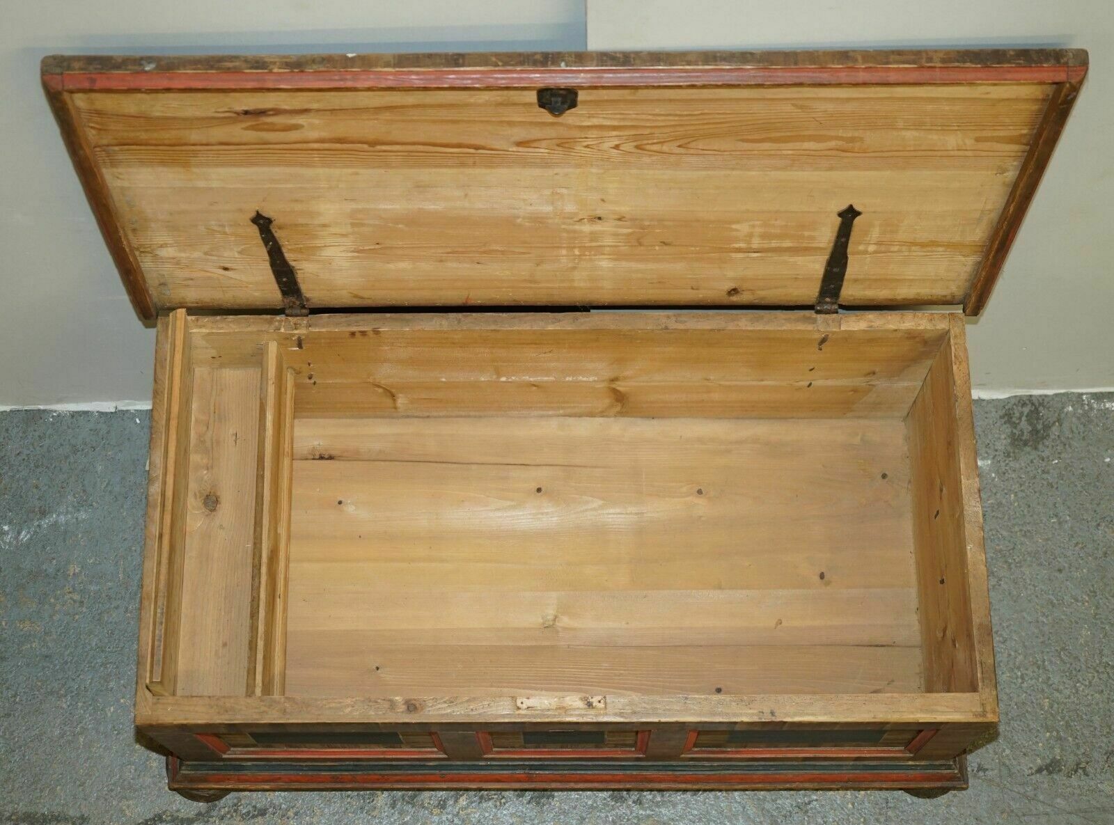 photo buy Cir 1800 Extra Large Antique Original Paint European Blanket Chest Coffer Trunk