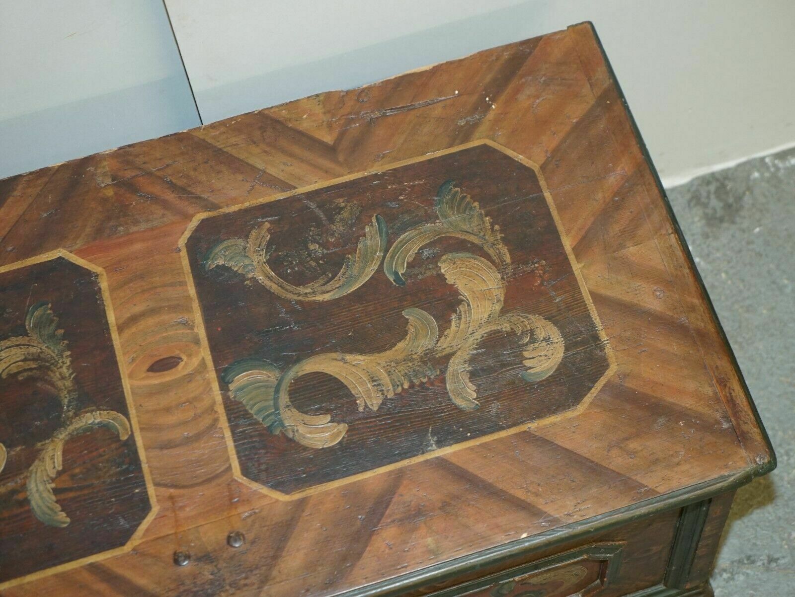 photo furniture Circa 1800 Extra Large Antique Original Paint German Blanket Chest Coffer Trunk