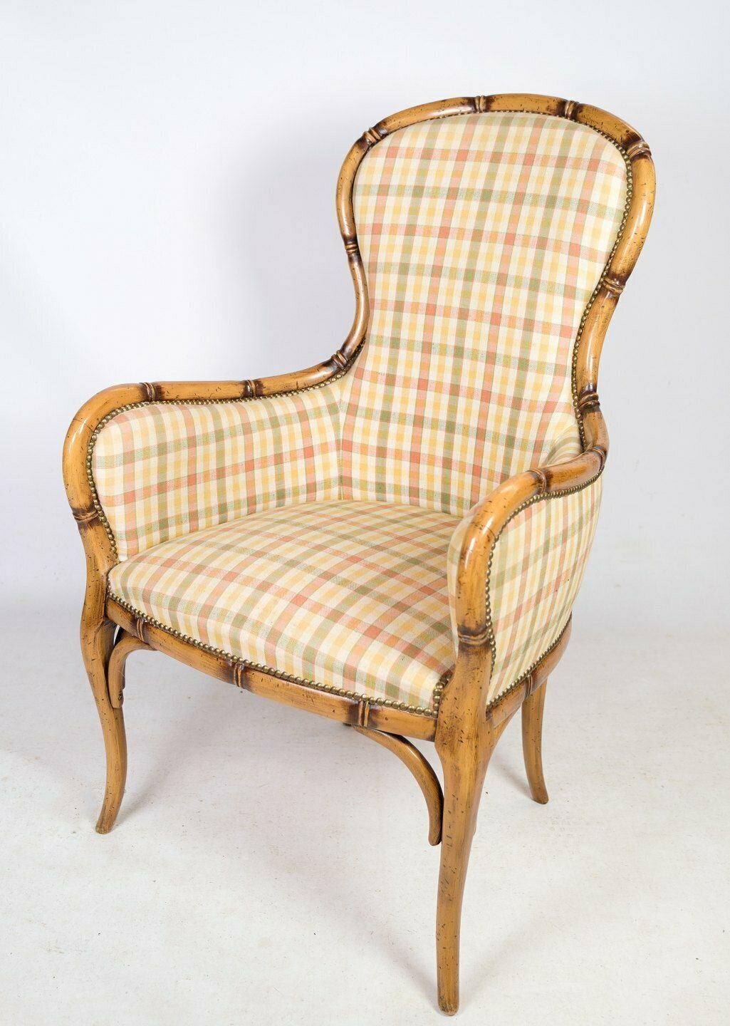 A Pair Of Armchairs In Checkered Light Fabric From 1920s photo for sale