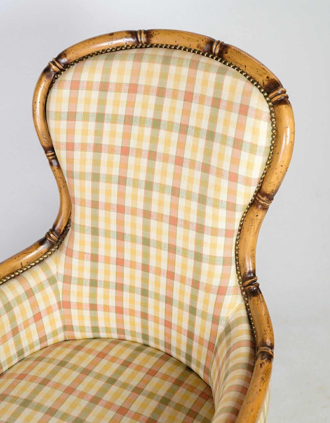 A Pair Of Armchairs In Checkered Light Fabric From 1920s photo vinterior