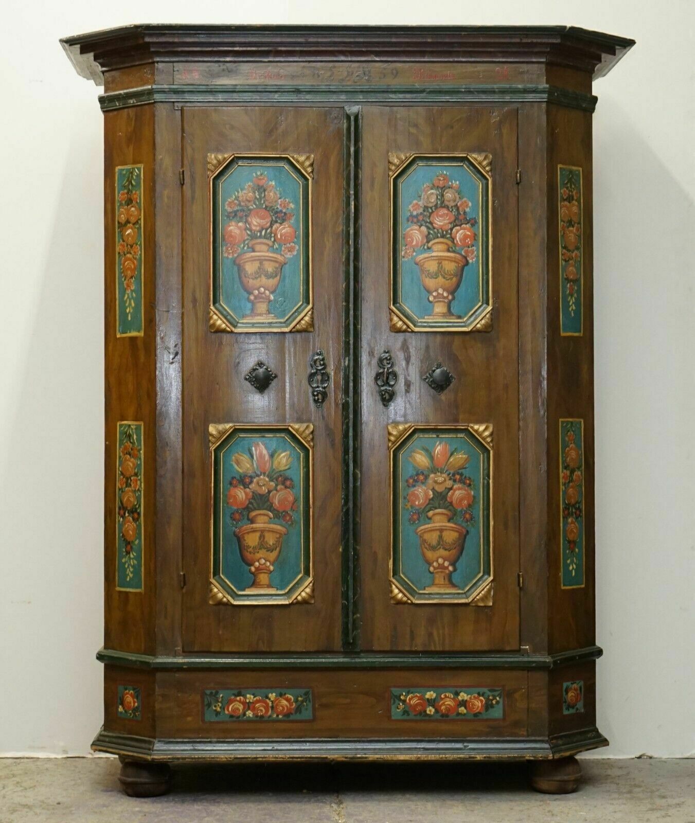 Stunning Rare Antique 1829 1851 Dated Hand Painted German Marriage Wardrobe photo furniture