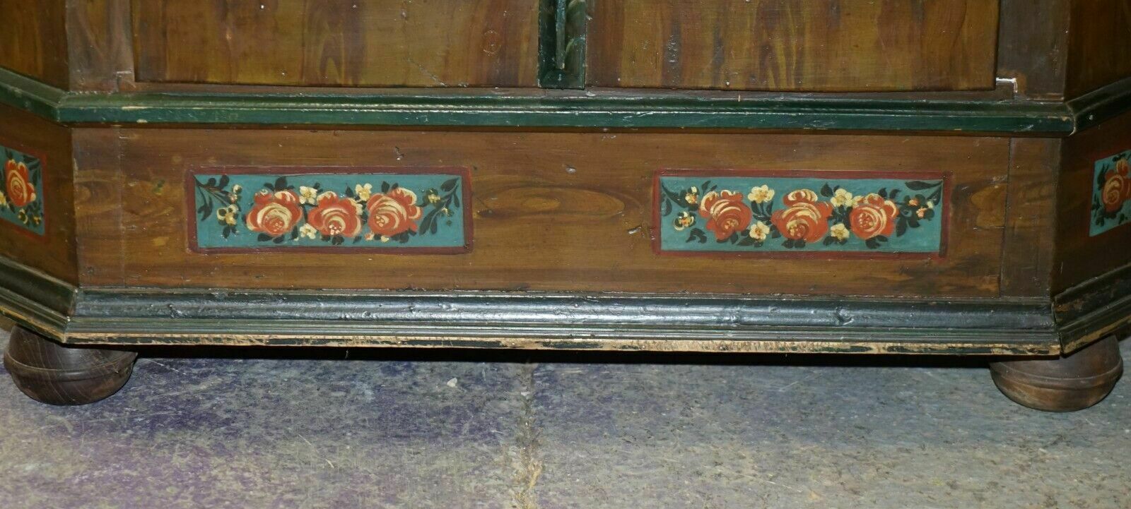 Furniture Stunning Rare Antique 1829 1851 Dated Hand Painted German Marriage Wardrobe photo