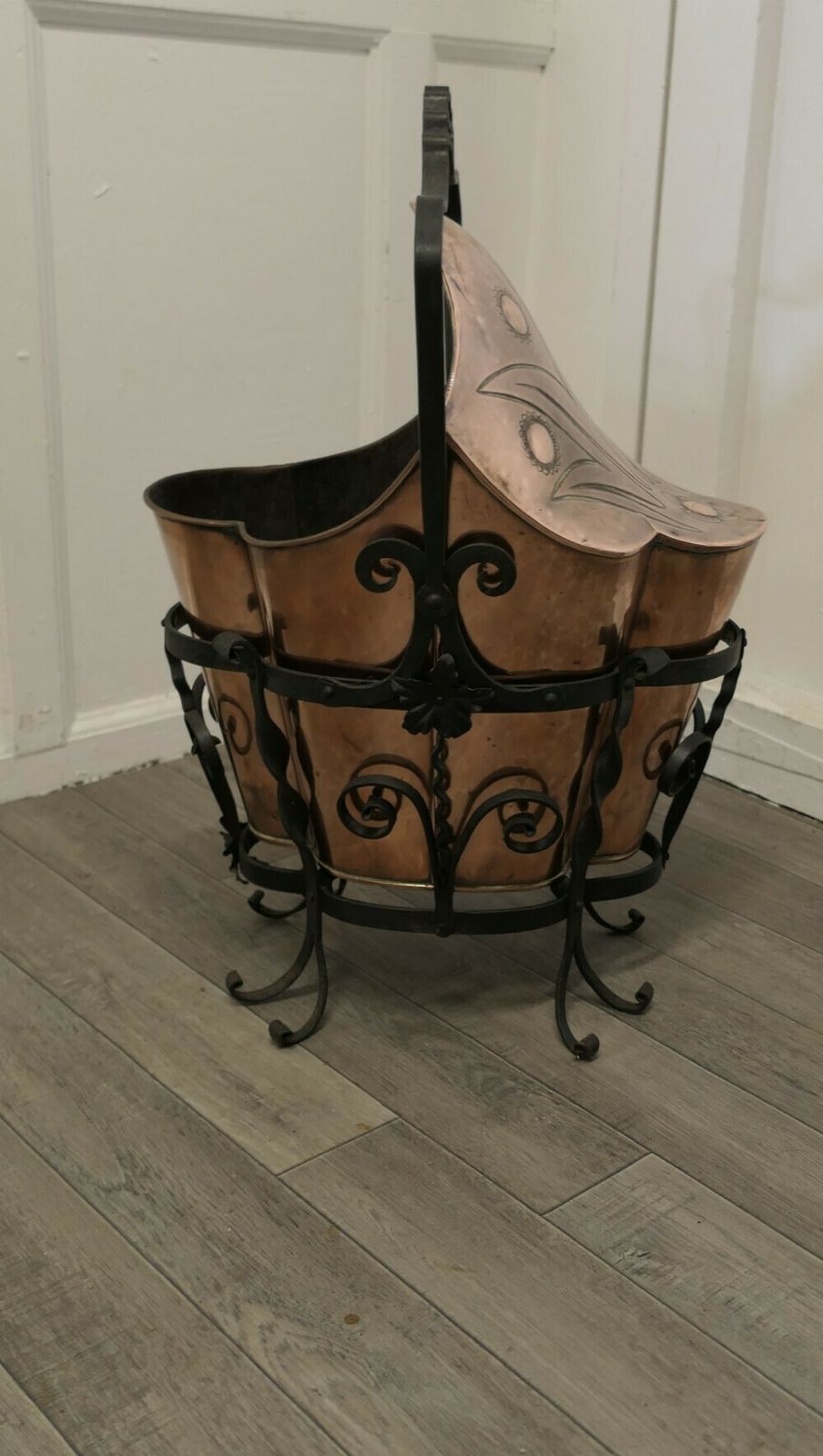 Art Nouveau Brass Helmet Coal Scuttle