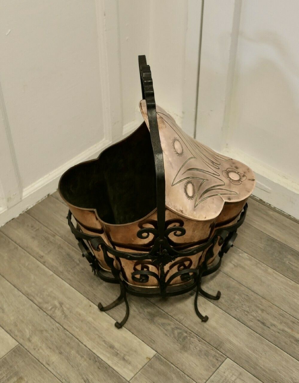Art Nouveau Brass Helmet Coal Scuttle photo furniture