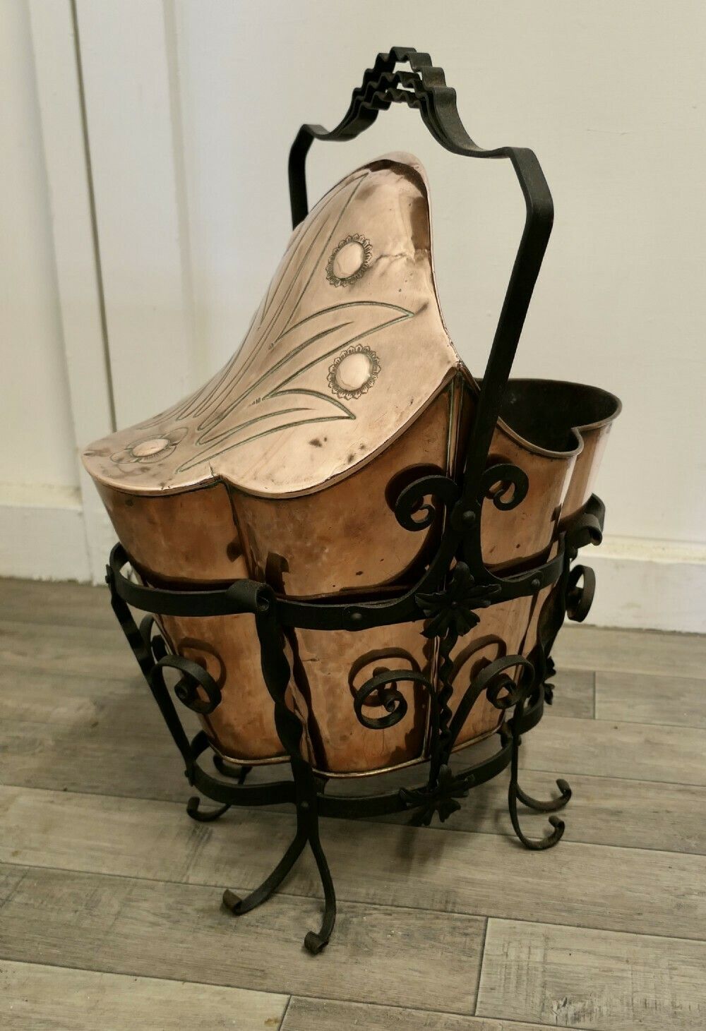 Art Nouveau Brass Helmet Coal Scuttle photo Home Fixtures