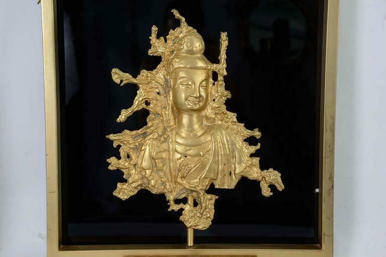 Rare Sconce With A Buddha Bronze Figure, Maison Guerin, Paris, Circa 1970 photo furniture