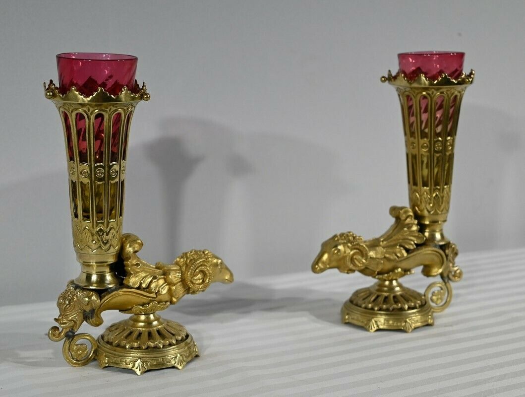 Pair Of Bronze Rython Vases – 1st Part Of The 19th Century photo furniture