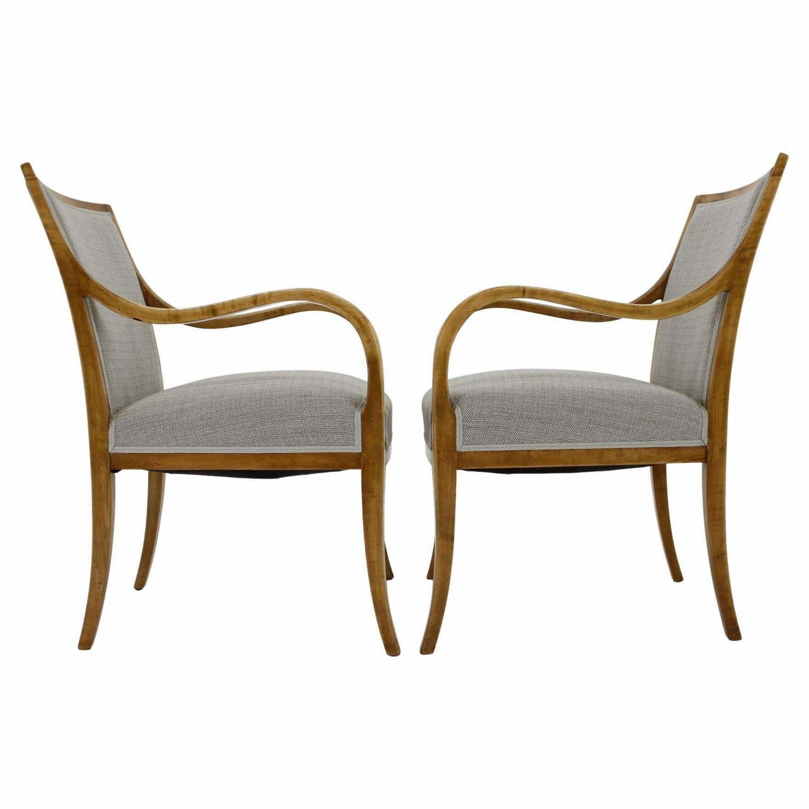 1950s Pair Of Frits Henningsen Armchairs In Birch Wood ,Denmark