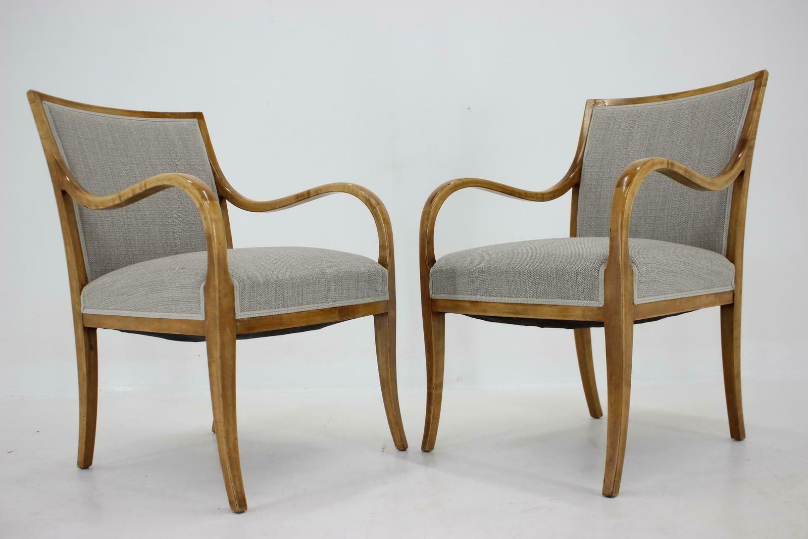 1950s Pair Of Frits Henningsen Armchairs In Birch Wood ,Denmark photo for sale