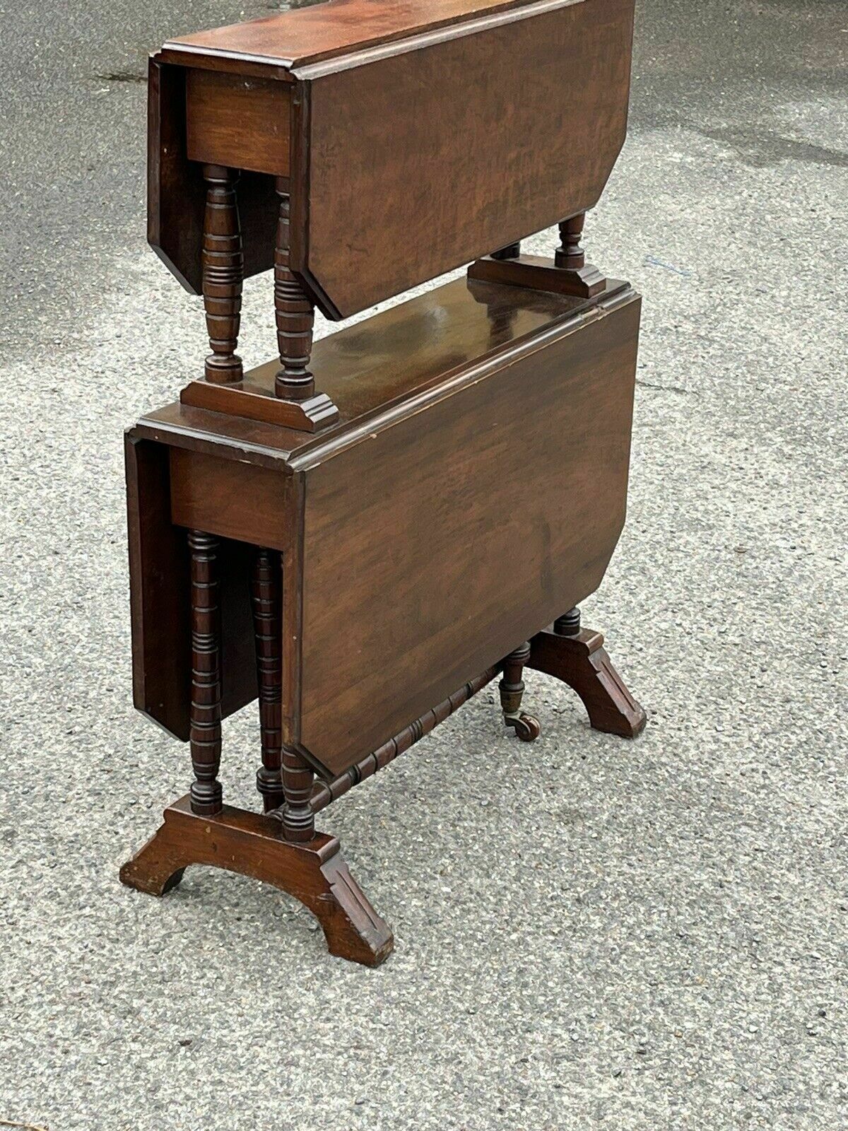 Victorian Mahogany 2 Tier Folding Sutherland Afternoon Tea Table photo vintage