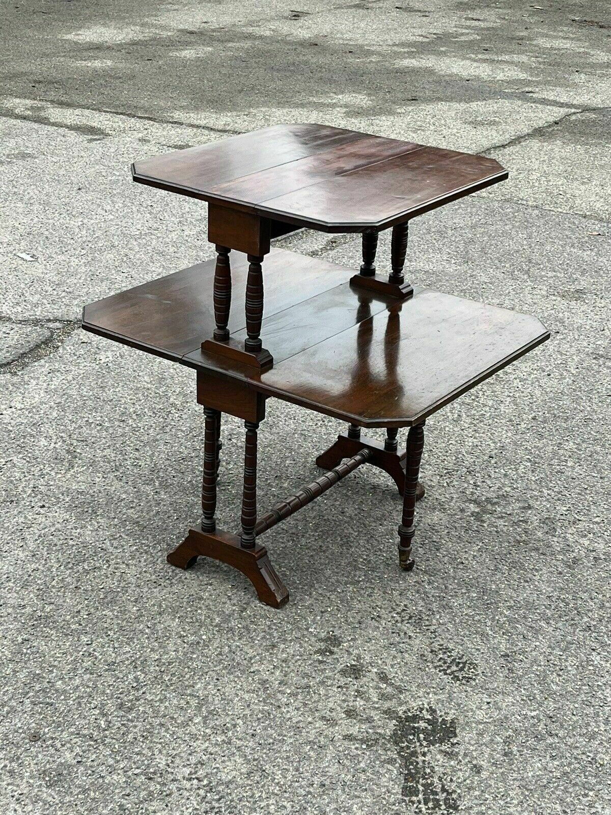 photo furniture Victorian Mahogany 2 Tier Folding Sutherland Afternoon Tea Table