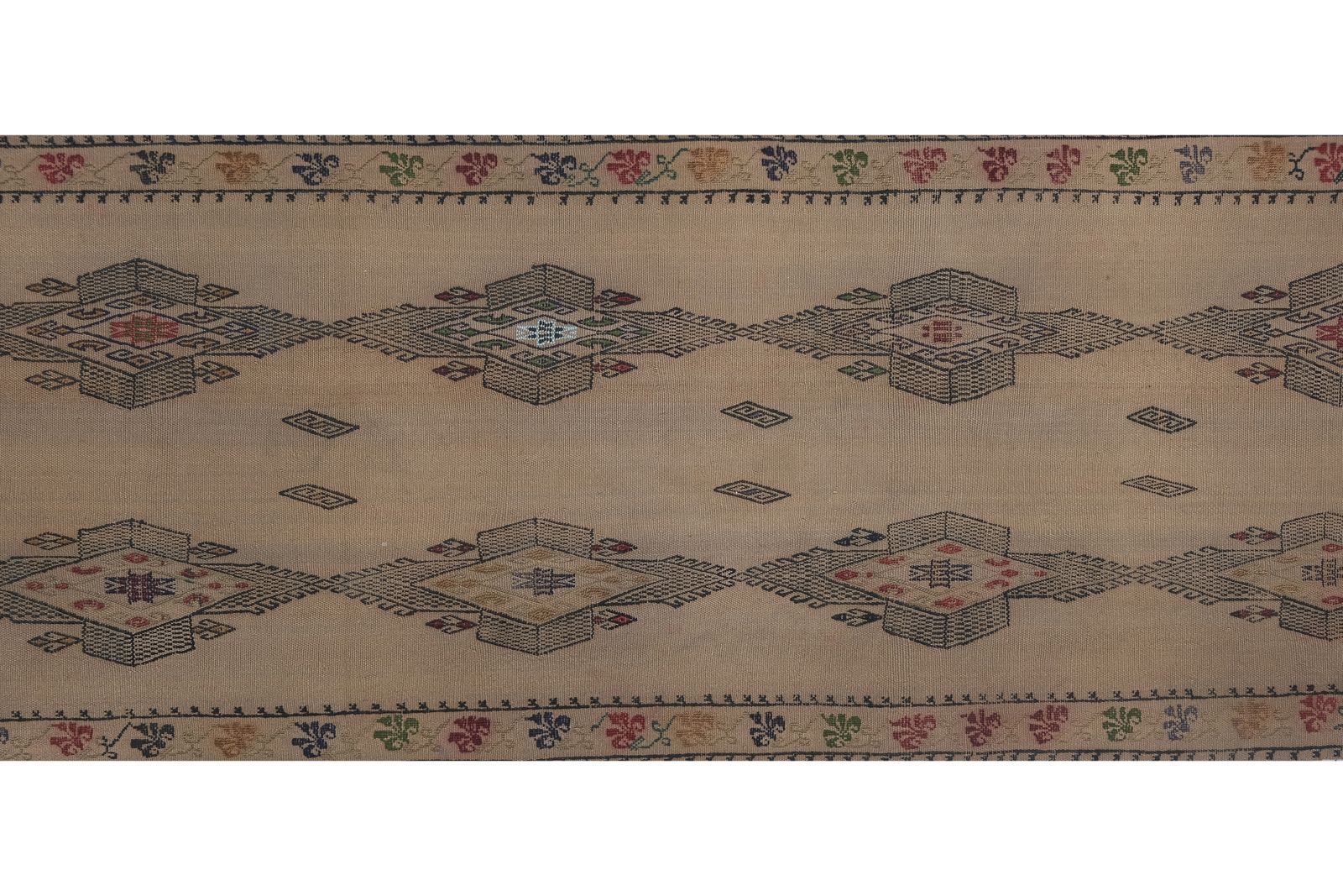 Mid 20cty Vintage Camel Turkish Kilim Rug 2'7'' X 13'4'' photo vinterior