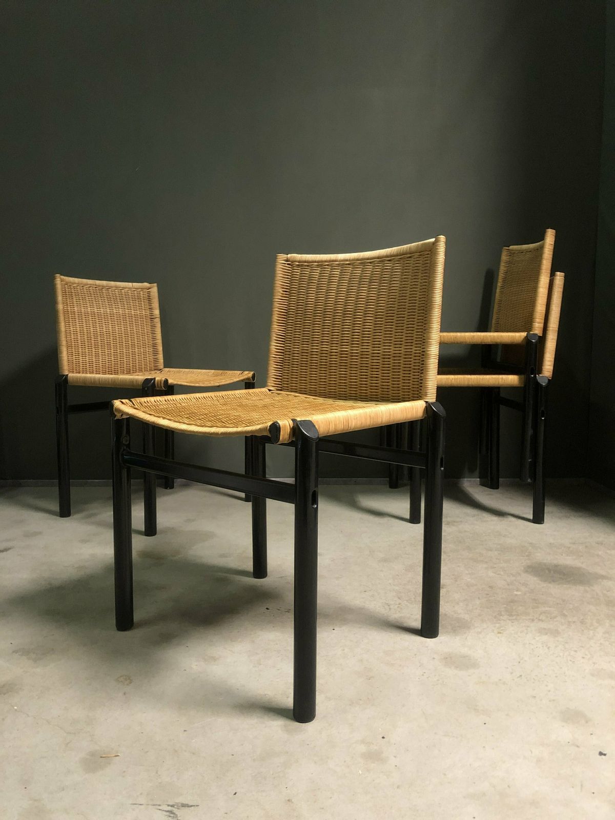 4 X Afra & Tobia Scarpa, Mastro Chairs For Molteni 1980.